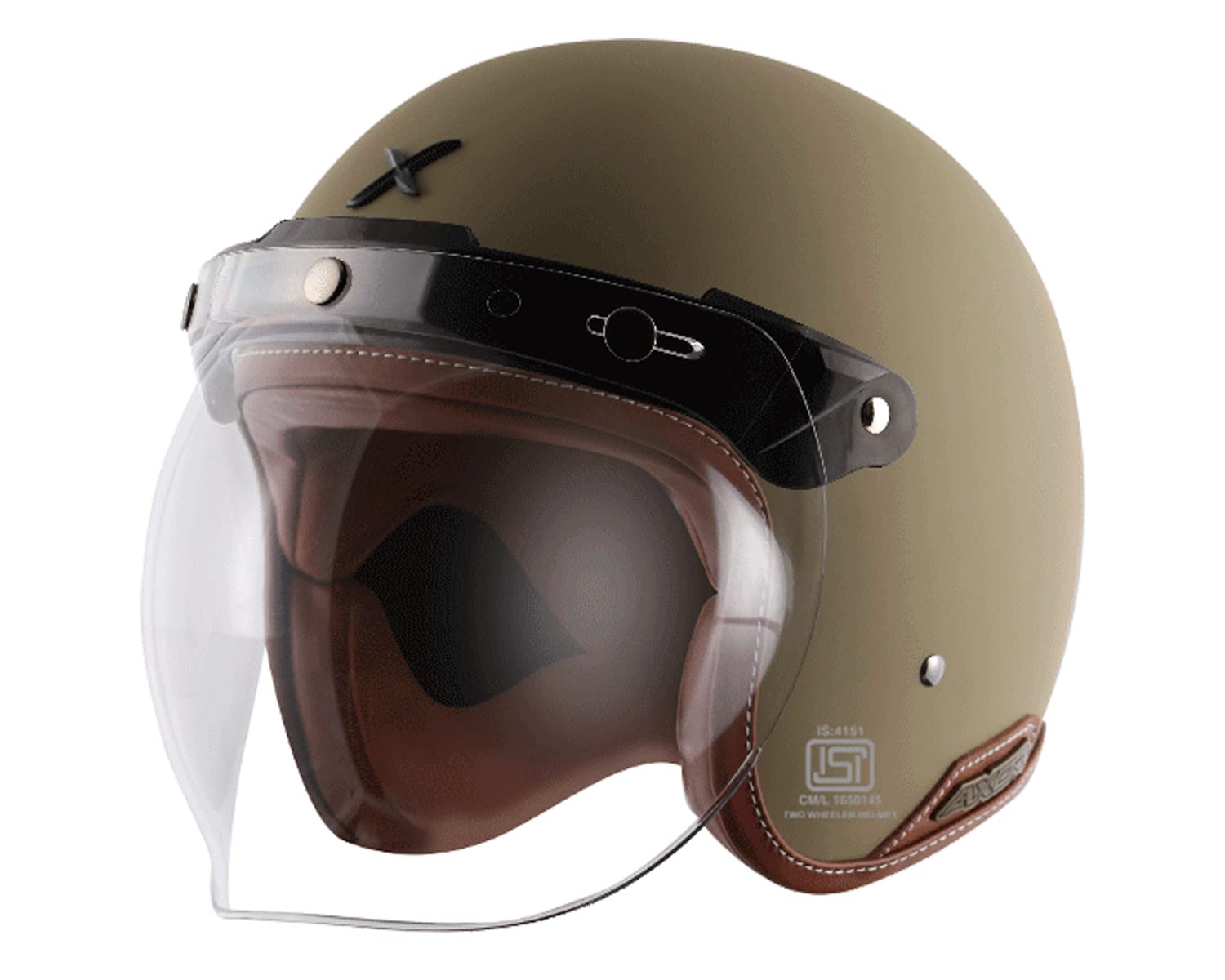 half helmet with flip down visor